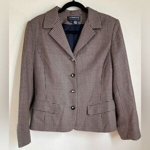Vintage Liz Claiborne Collection Womens Size 10 Houndstooth Wool Blazer/Jacket